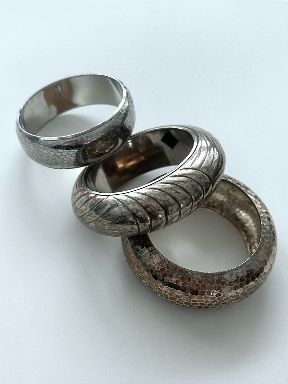 Set of 3 – Silver-Tone Dome Bangle Bracelets